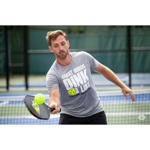 Great Minds Dink‎ Alike Pickleball T-Shirt Gray Gildan Softstyle L 21x27